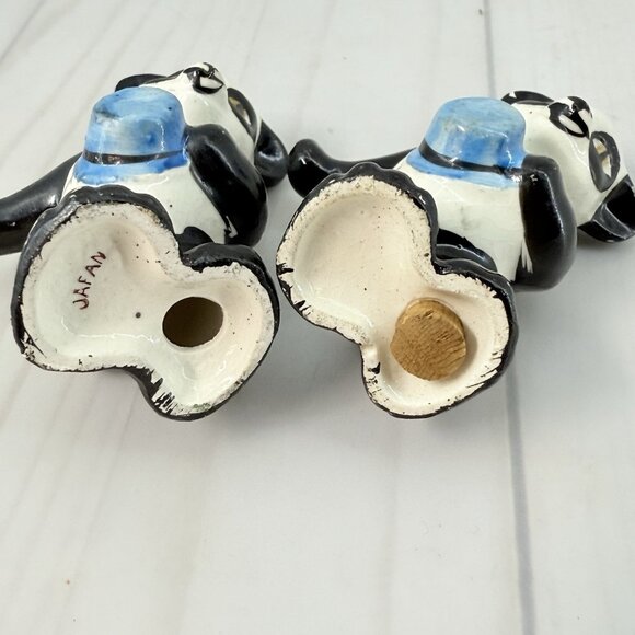 Vintage Salt & Pepper Shakers Dancing Panda Bears Ceramic Figurine Set Japan - Picture 7 of 11